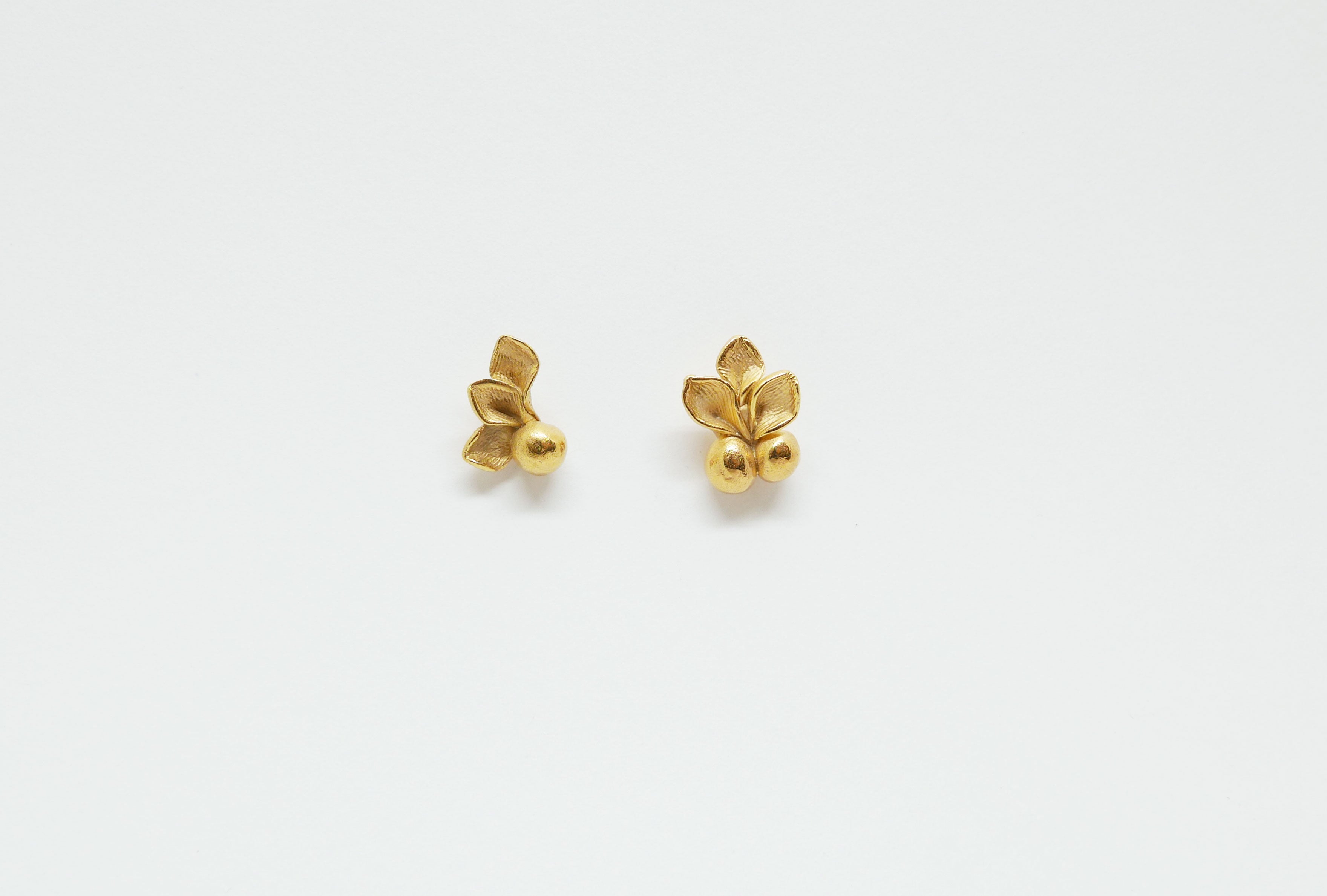 Boucles d'oreille romantique dorées à l'or fin